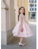 Light Pink Satin Pearl Embellished Flower Girl Dress